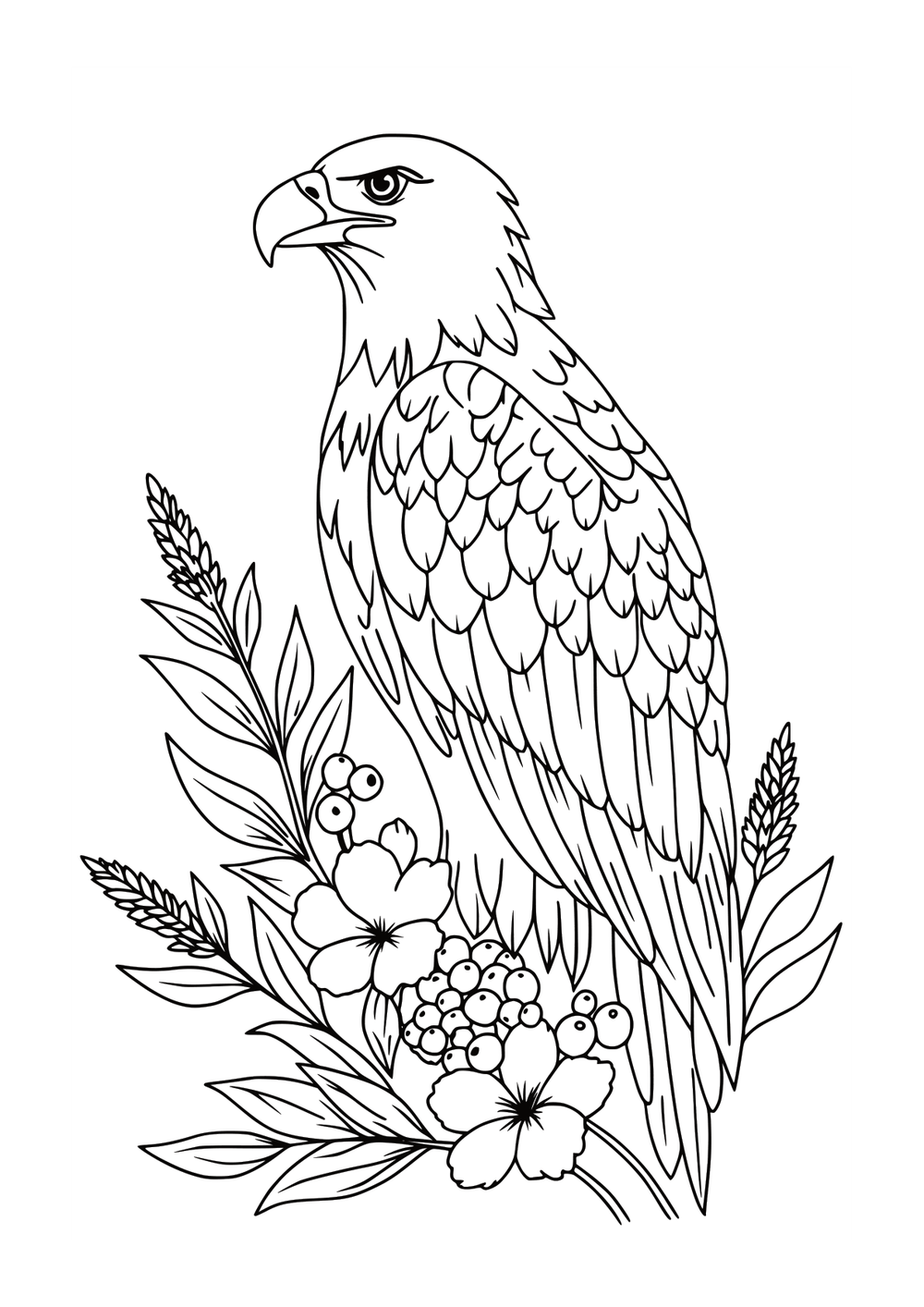 Floral Eagle coloring page