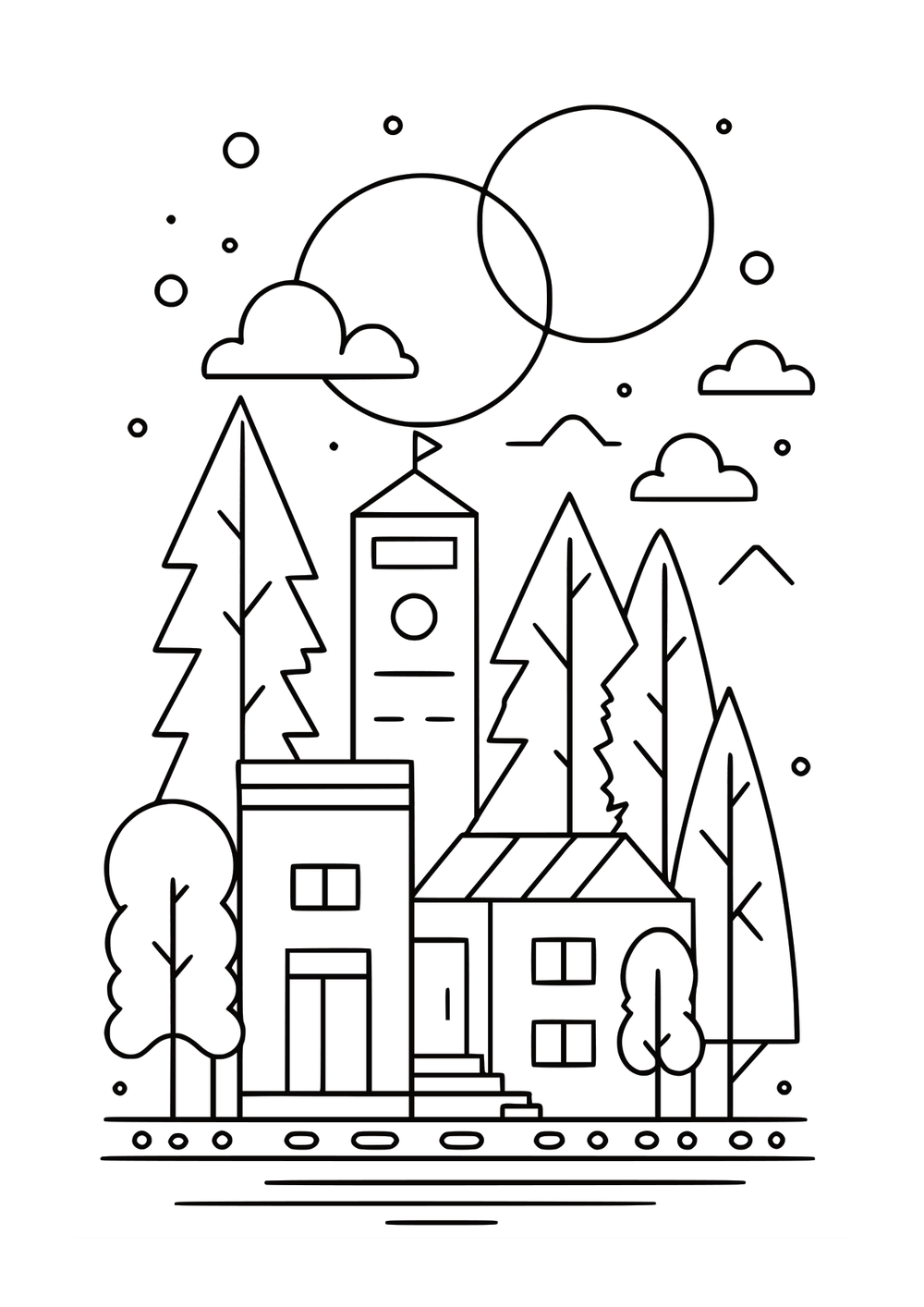 Forest Cabin coloring page