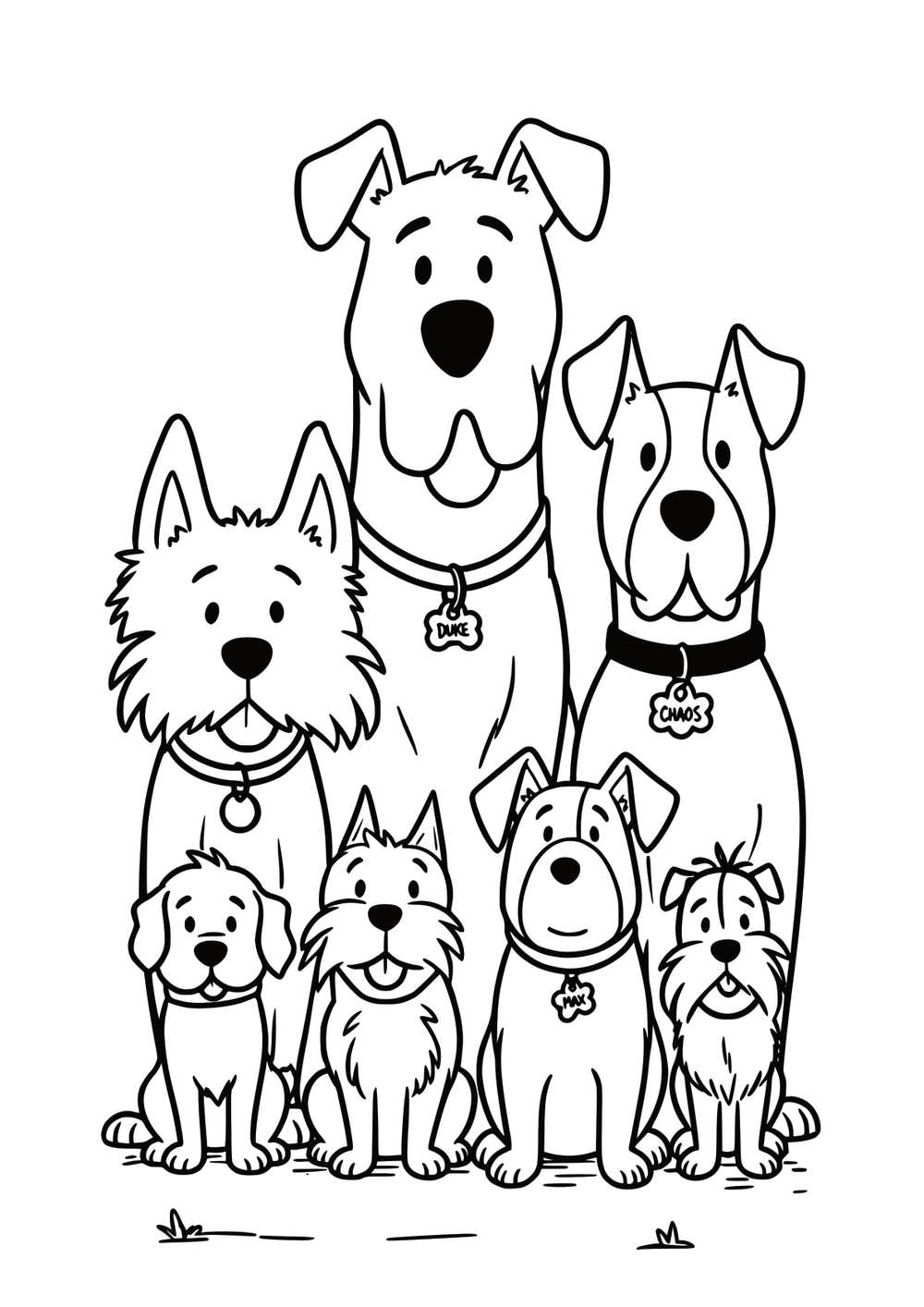 Happy Pet Family coloring page