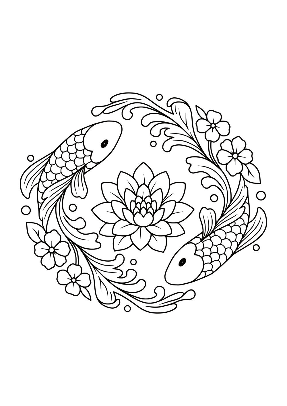 Koi Harmony coloring page