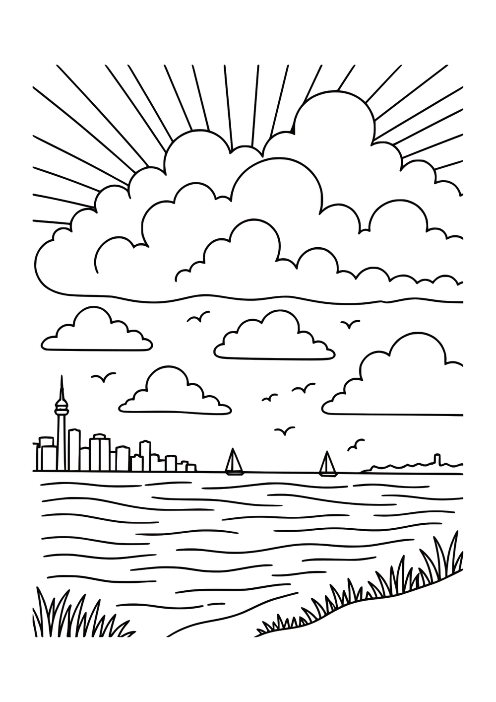 Peaceful Shores coloring page