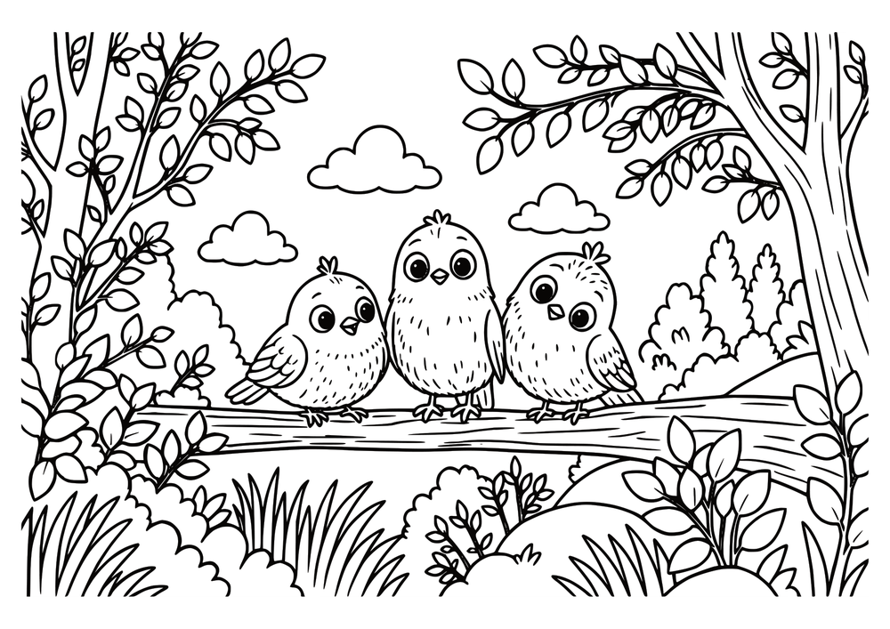 Woodland Owls coloring page